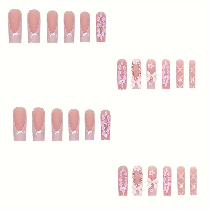 Decorative Bow-Embellished Press-On Nails Stornfield