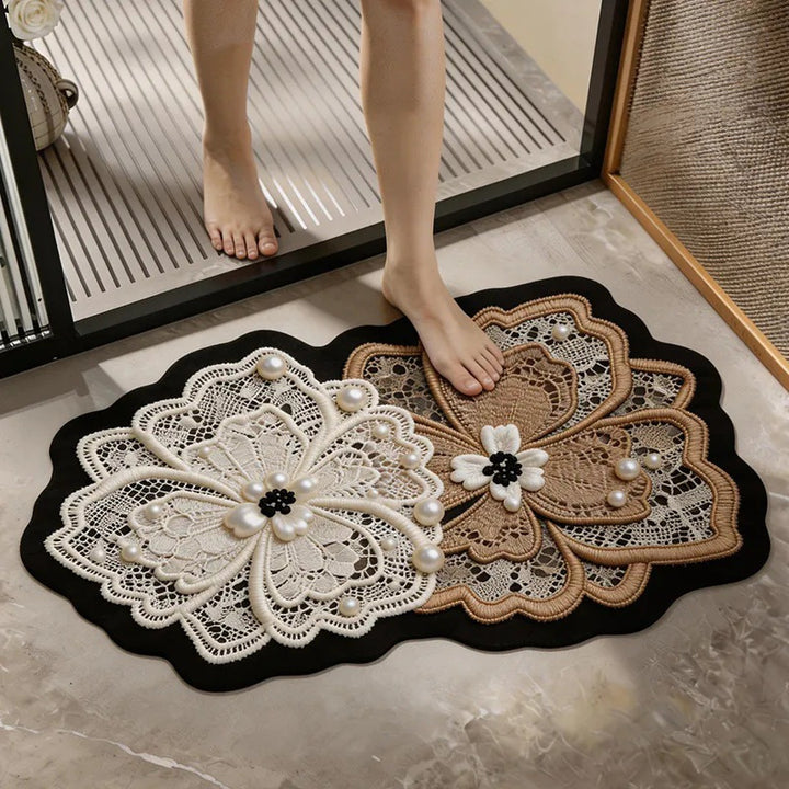 Elegant Floral Design Bath Mat