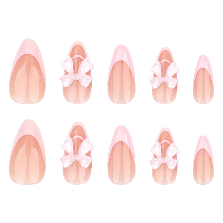 Artistic Nail Extensions with Transparent Bow Accents Stornfield