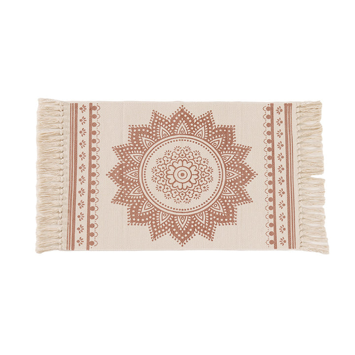 Decorative runner for dining table and console in Boho-Mandala design with fringes Stornfield