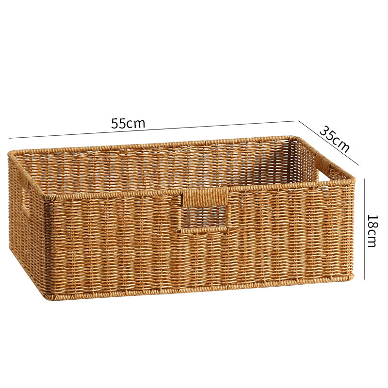 Large Handwoven Rectangular Storage Basket with Cutout Handles Stornfield