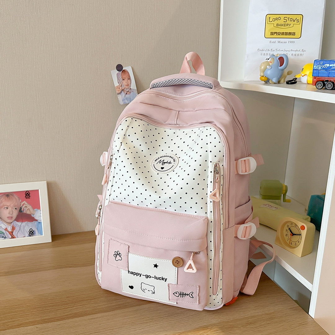 Playful Polka Dot Casual Backpack Stornfield