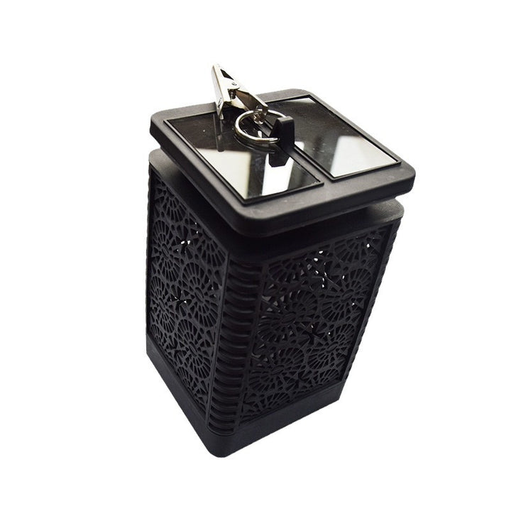 Decorative Solar-Powered Metal Lantern With Filigree Cutout And Flickering LED Flame Effect Stornfield