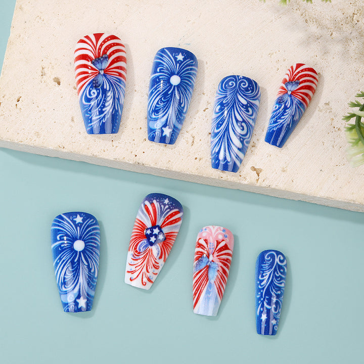 Creative acrylic nails with patriotic patterns Stornfield