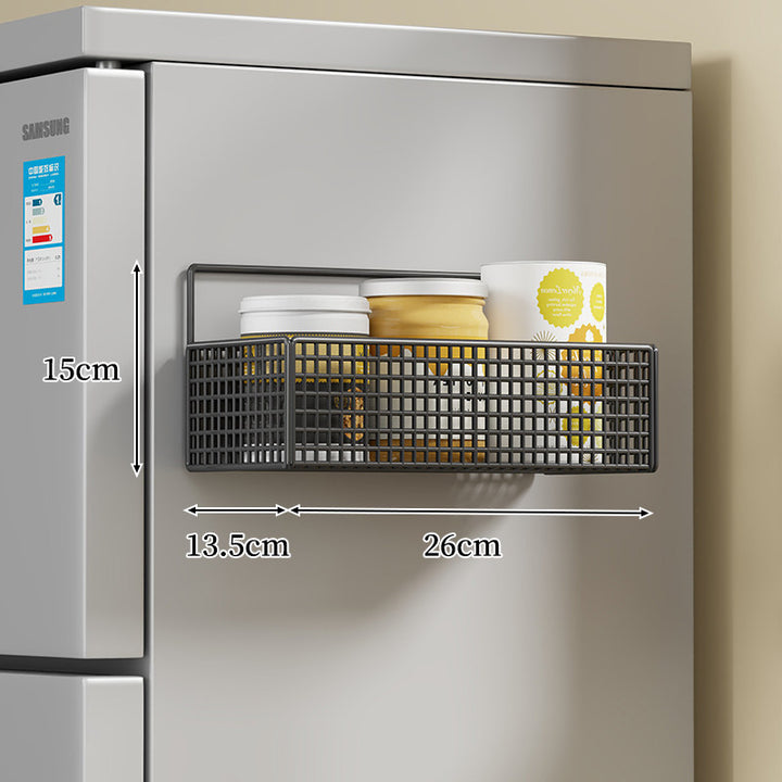 Over-the-Fridge Stacked Metal Mesh Hanging Storage Basket
