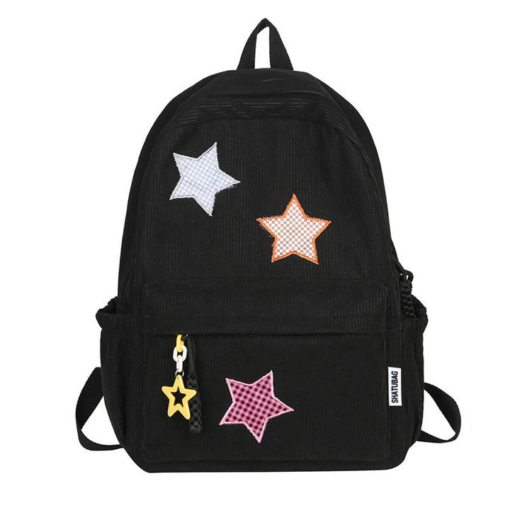 Fun Star Patterned Corduroy School Backpack Stornfield