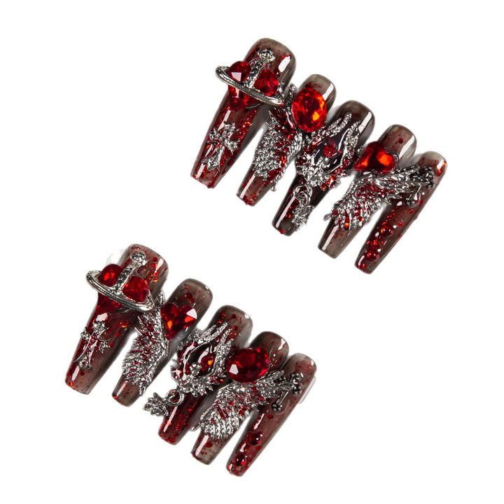 Artistic Nail Art Extensions with Glitzy Silver Accents