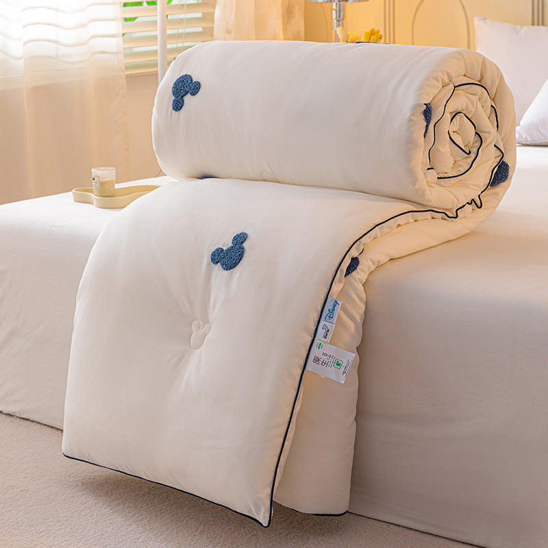 Plush Reversible Embroidered Comforter with Chenille Heart Appliqué