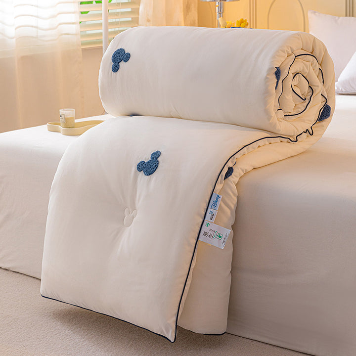 Plush Reversible Embroidered Comforter with Chenille Heart Appliqué