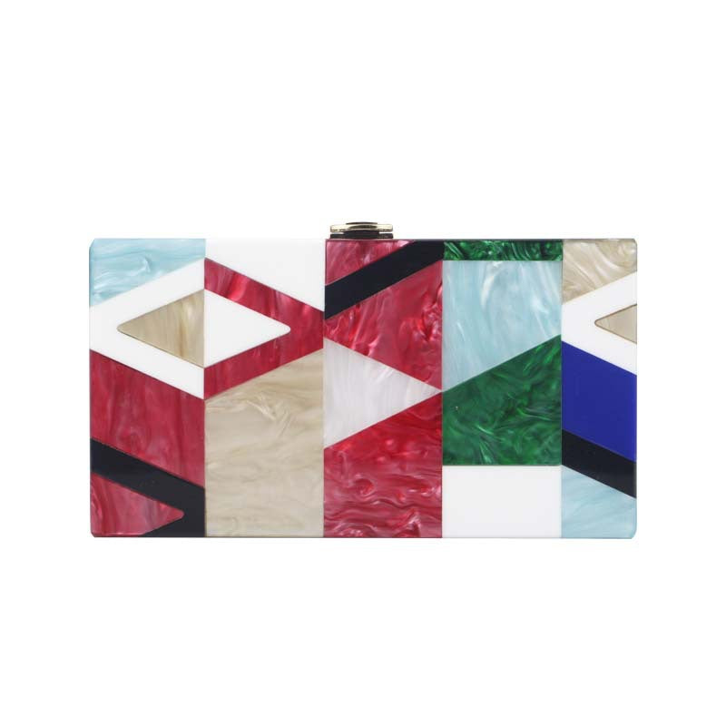 Geometric Pattern Acrylic Clutch