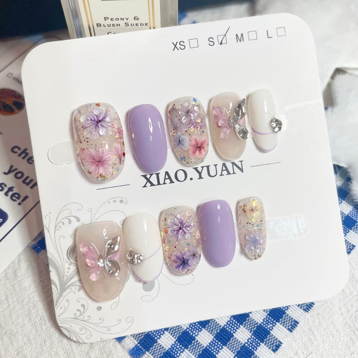 Floral Artistic Press-On Nail Set