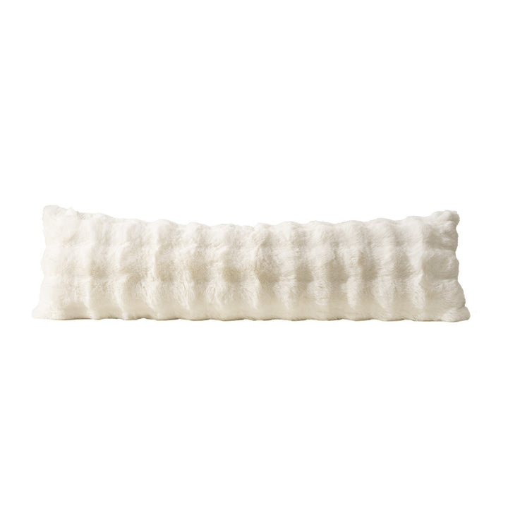 long decorative lumbar support with faux fur cover