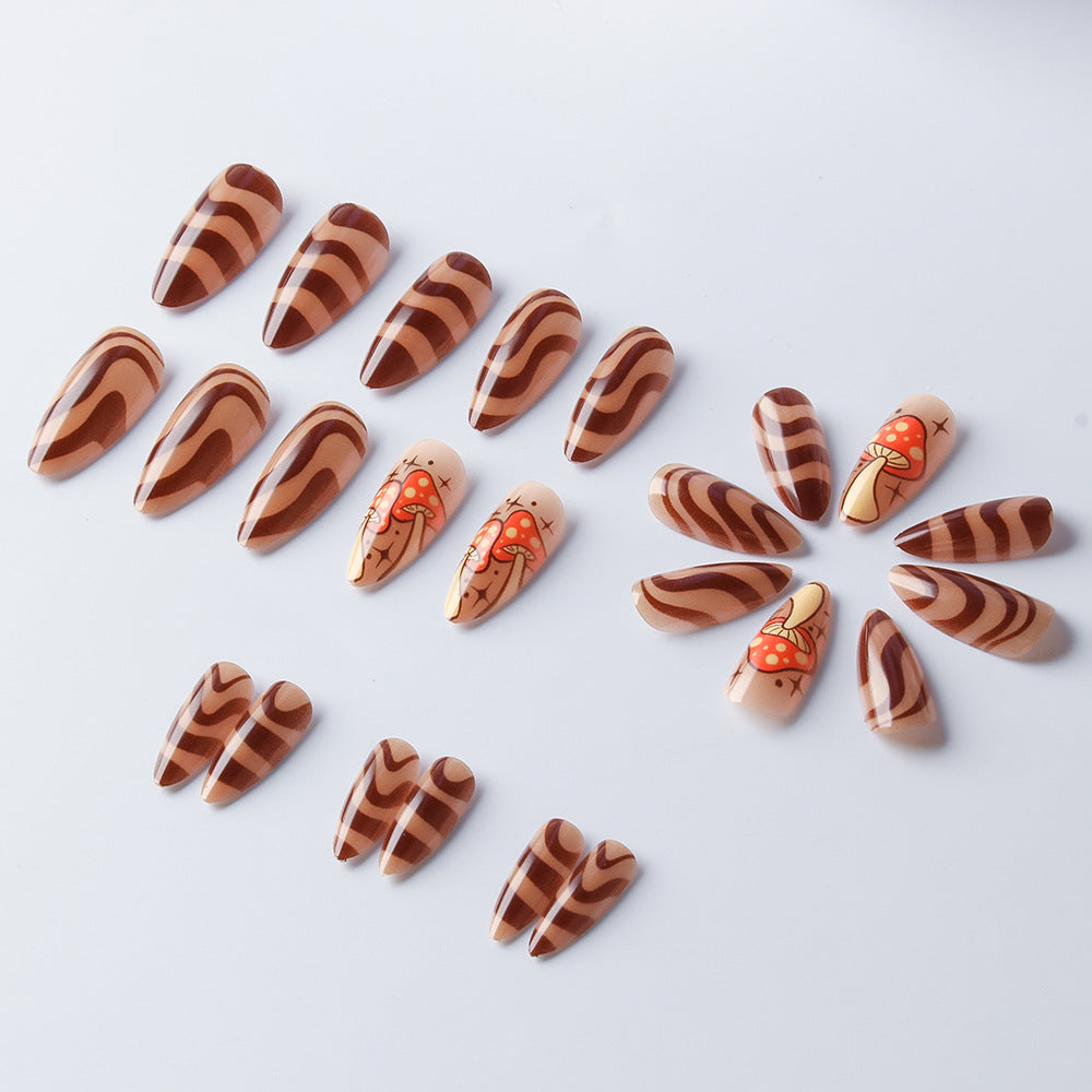 Artistic Press-On Nails with Mushroom Design Stornfield