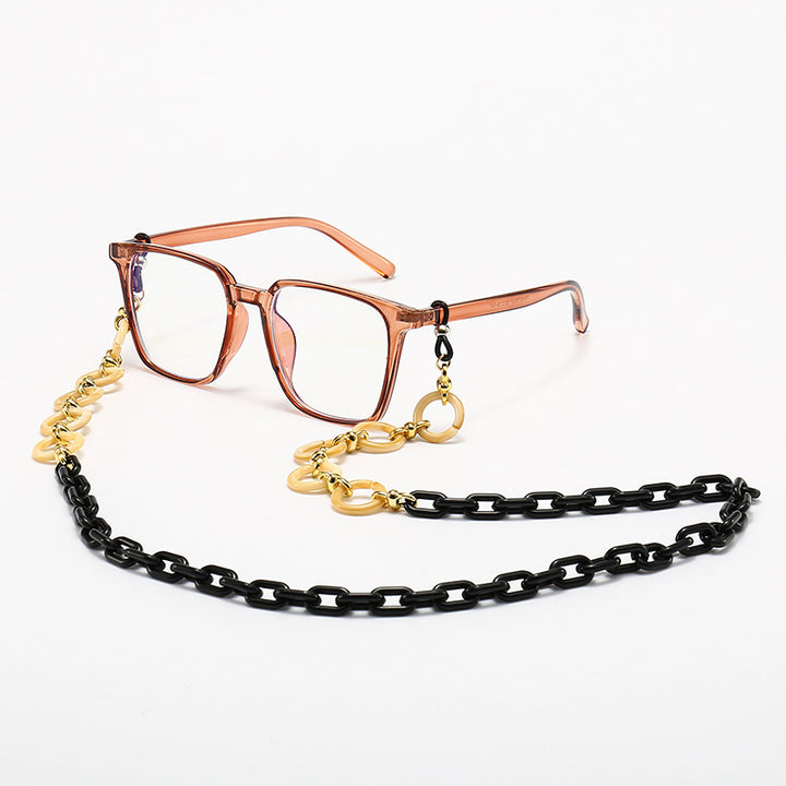 Fashionable Square Frame Glasses with Decorative Chain Stornfield