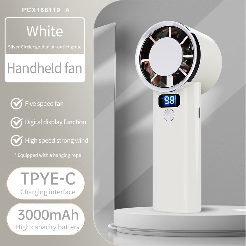 Ladies portable hand fan with digital display and five speed settings Stornfield