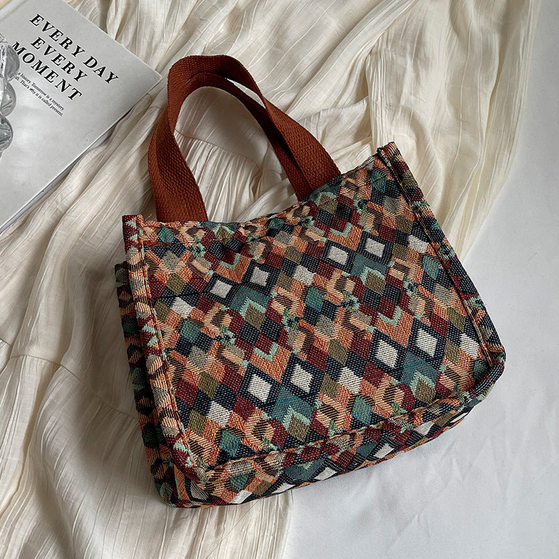 Colorful Geometric Patterned Tote Bag