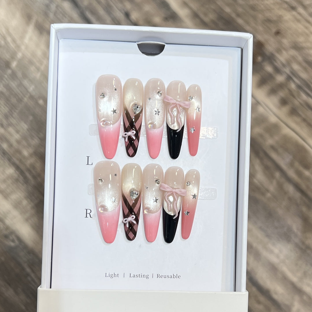 Premium Decorative Stiletto Press-On Nail Set Stornfield