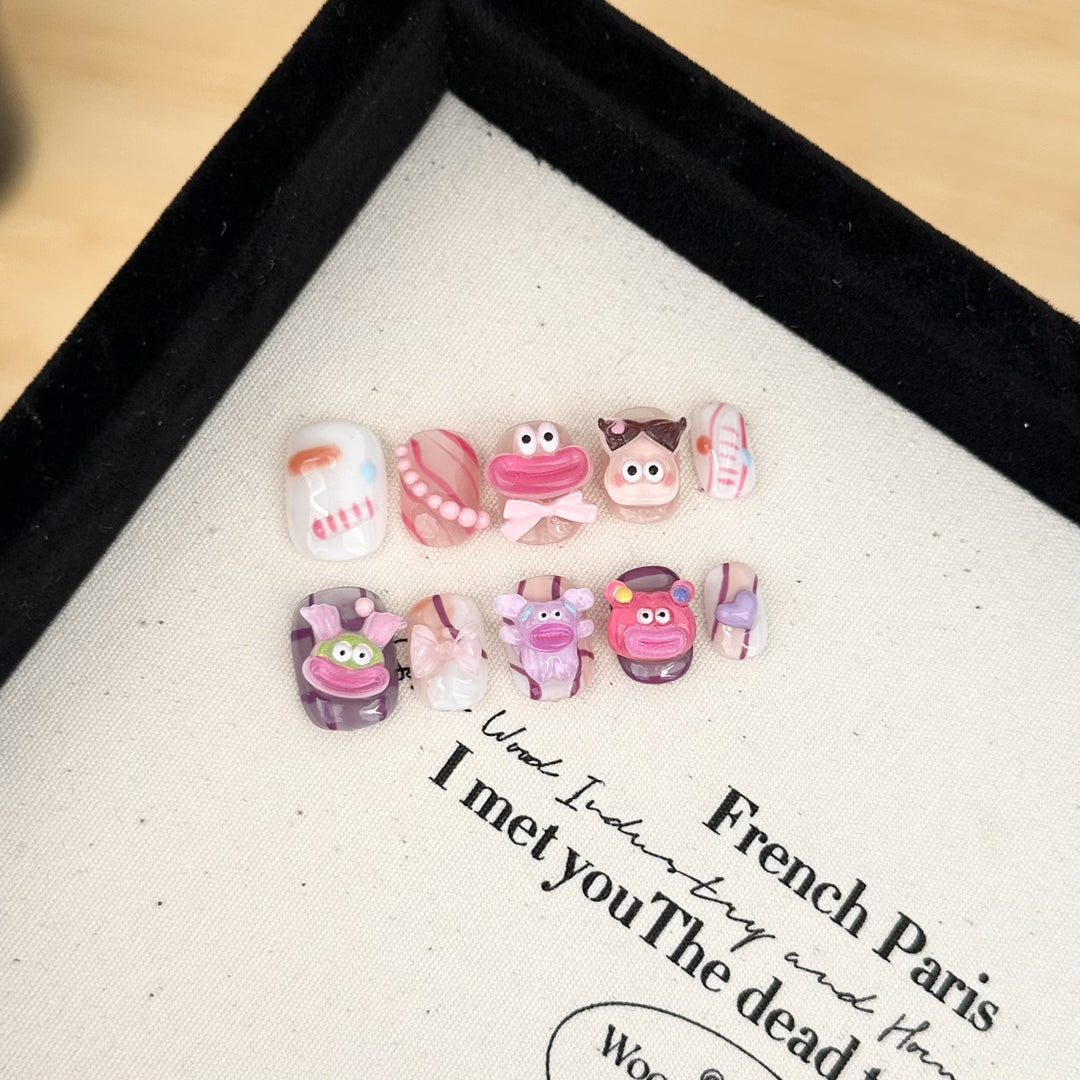 Playful Cartoon Character Nail Art Set