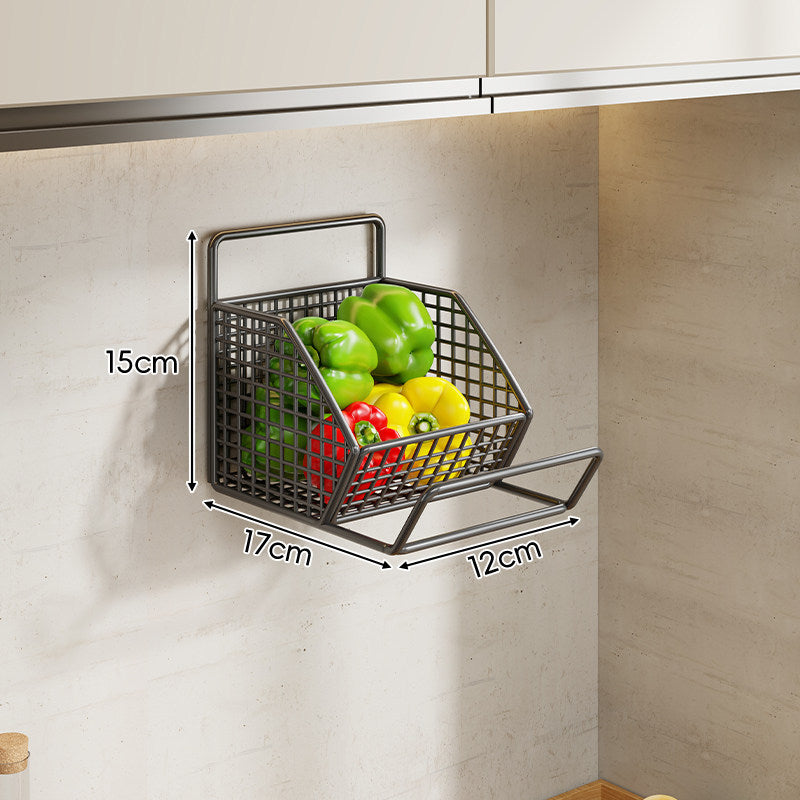 Under-Cabinet Three-Compartment Wire Mesh Kitchen Storage Basket with Front Rail