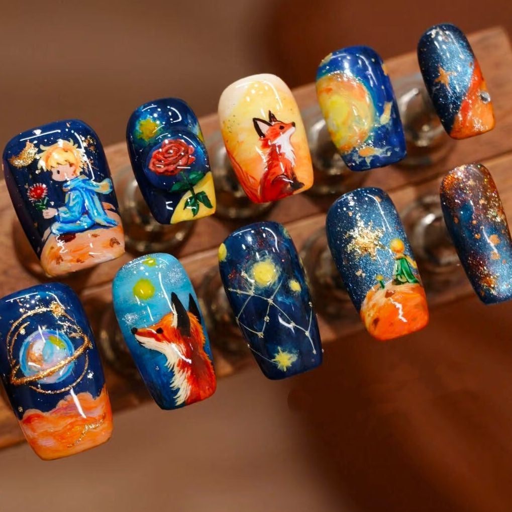 Artistic Starry Night Press-On Nail Art Stornfield