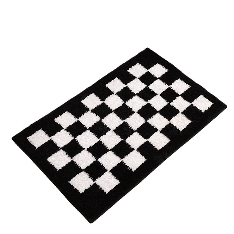 Soft Plush Checkerboard Bath Mat