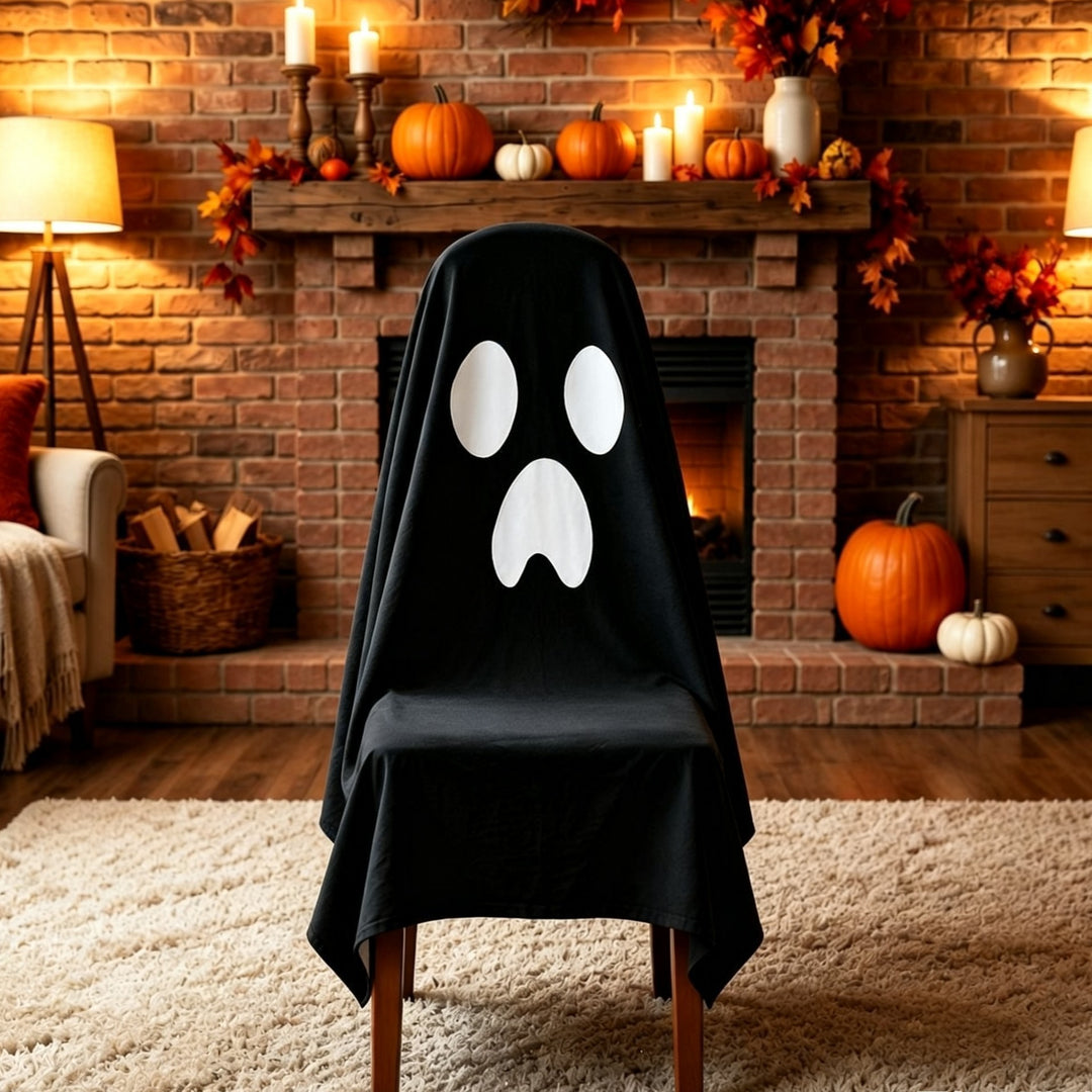 Ghost Throw Costume with Sewn-On Eyes and Bow Appliqué