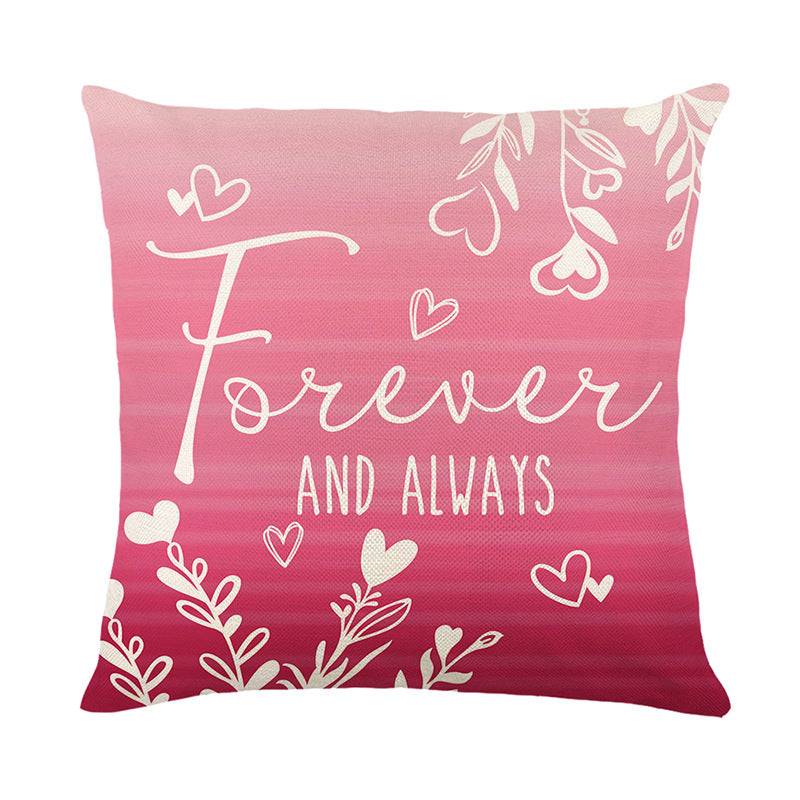 Decorative Floral Heart Pattern Throw Pillow Cover with Butterfly Motif Linen-Texture