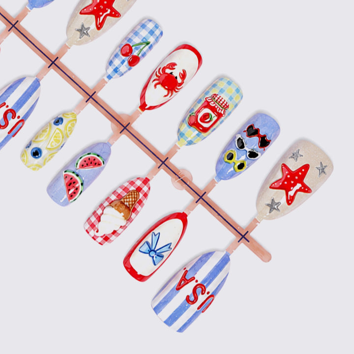 Artificial nail set with summery motifs Stornfield