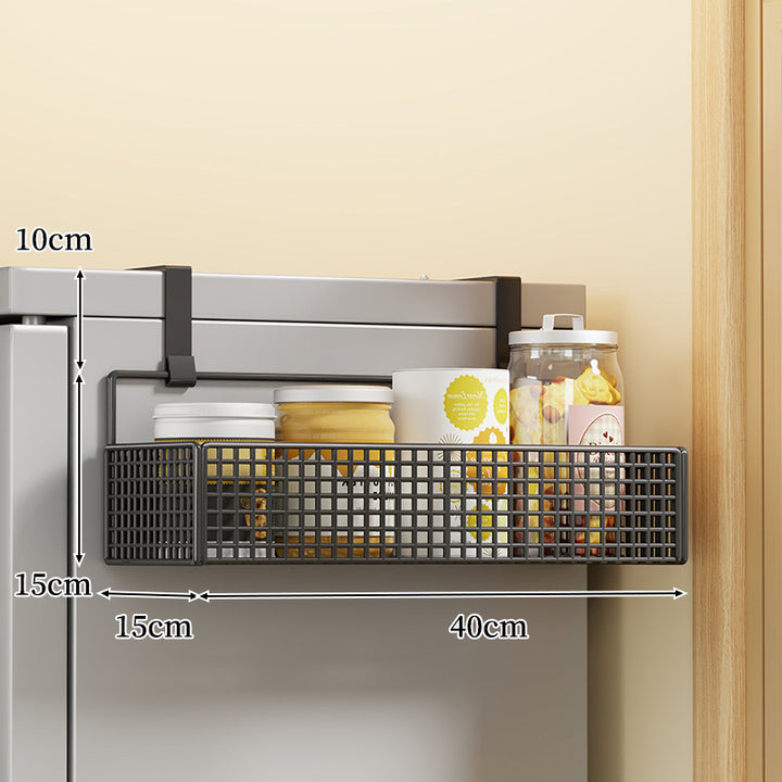 Over-the-Fridge Stacked Metal Mesh Hanging Storage Basket