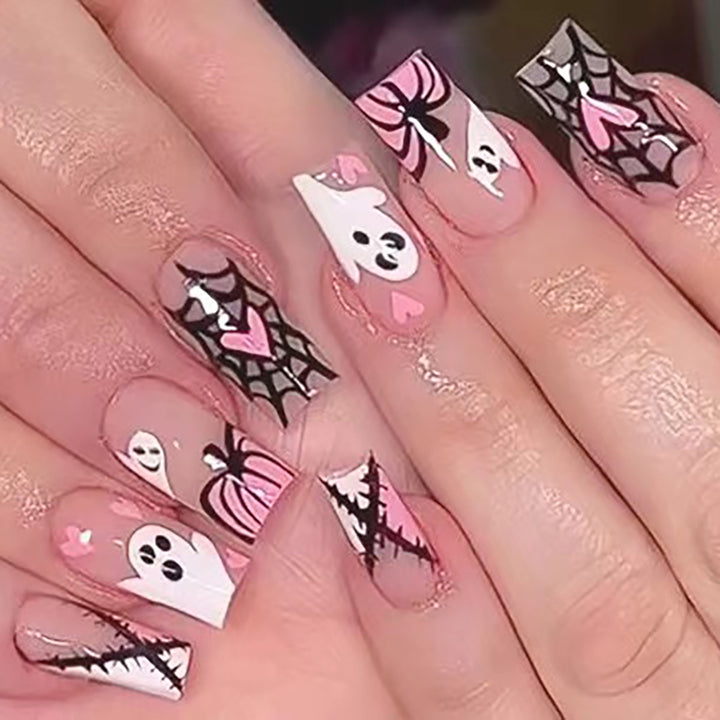 Haunted Ghost-Theme Press-On Nail Art Stornfield