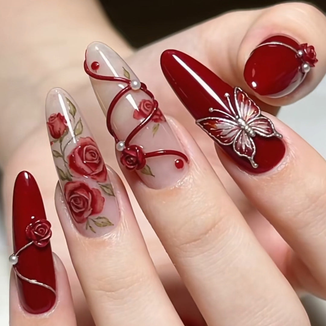 Romantic Floral Press-On Nail Set Stornfield