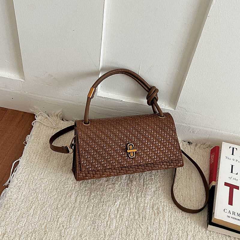 Woven Leather Crossbody Satchel