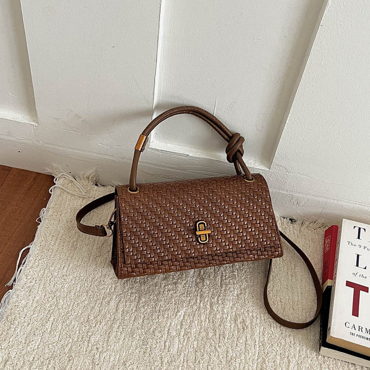 Woven Leather Crossbody Satchel