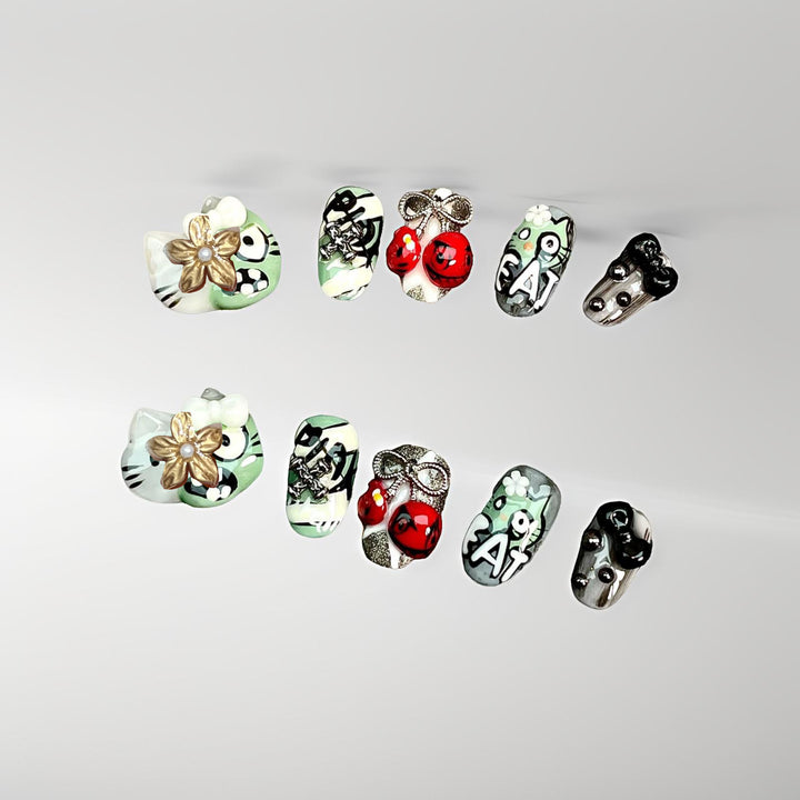 Playful Character Design Press-On Nail Art Set Stornfield