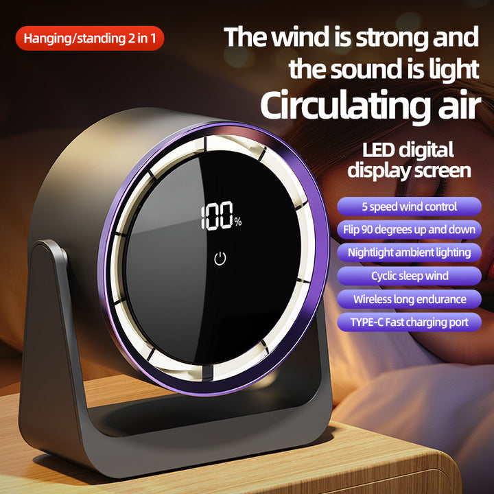 Unisex nan compact rechargeable bladeless desktop air circulator with LED battery display and tilt function Stornfield