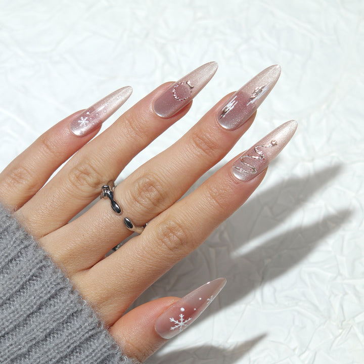 Premium Stiletto Press-On Nails with Elegant Frosted Design Stornfield