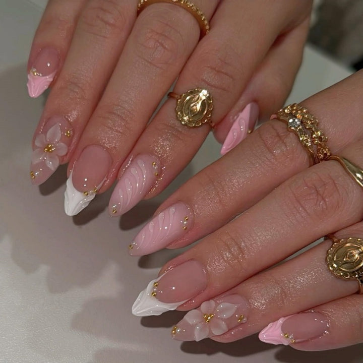 Floral Embellished Press-On Nail Set Stornfield