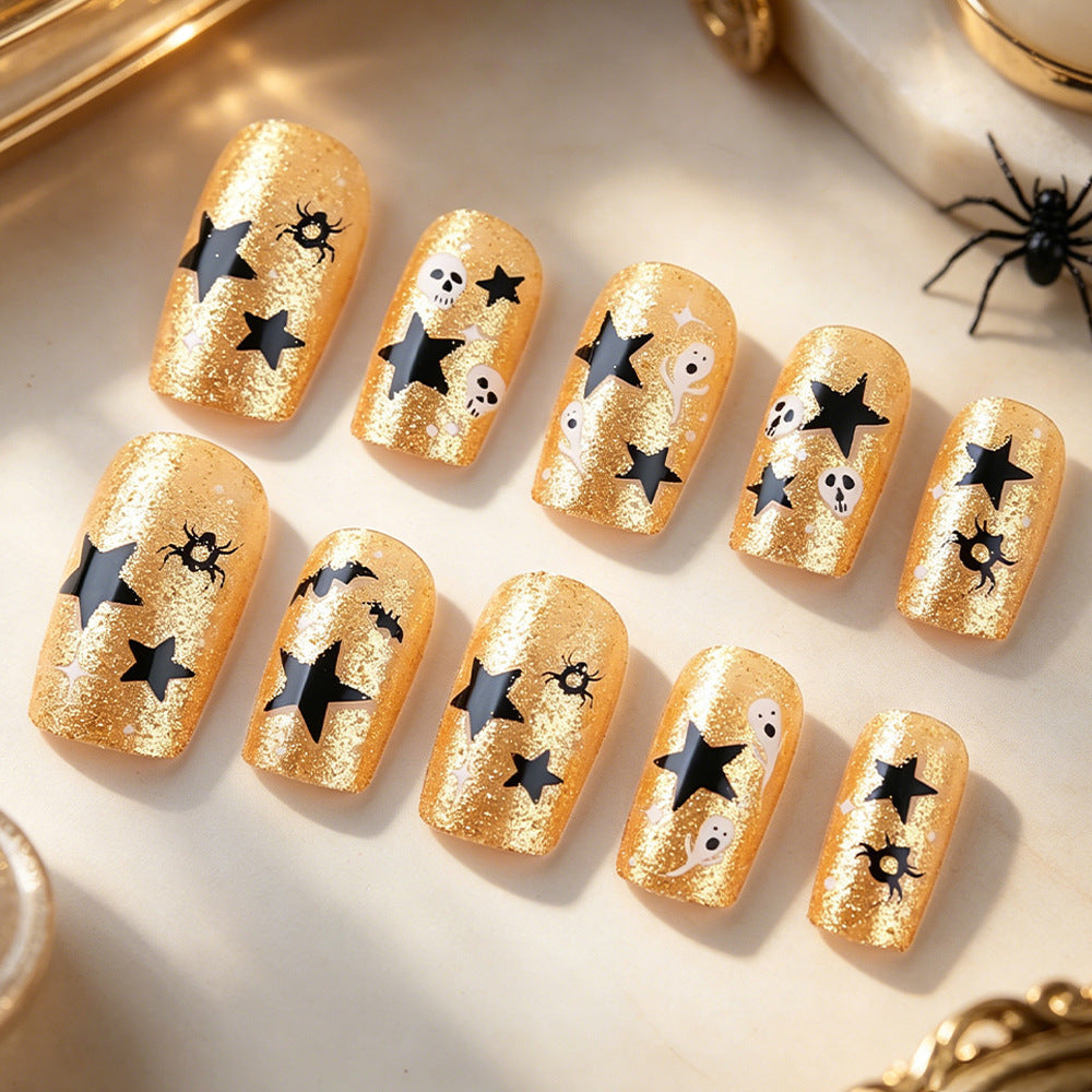 Halloween-Themed Glitter Nail Art Stornfield