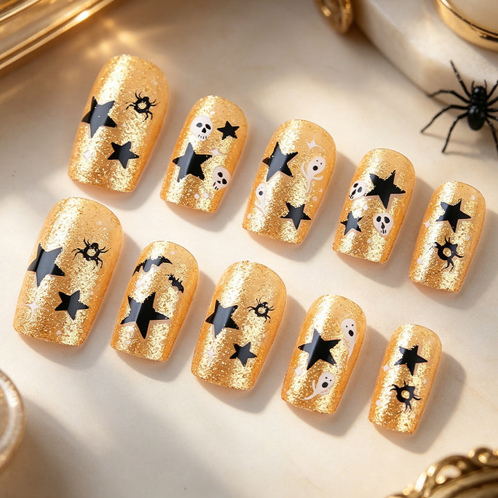 Halloween-Themed Glitter Nail Art Stornfield