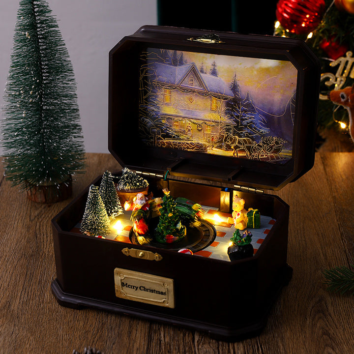 Illuminated Christmas lantern with snow and Christmas motif Stornfield