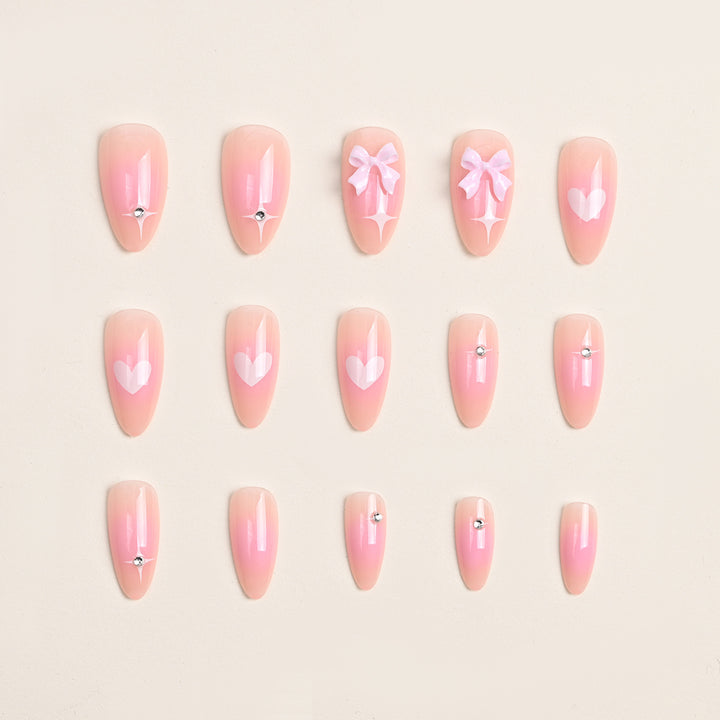 Artistic Heart and Bow Detail Press-On Nails Stornfield