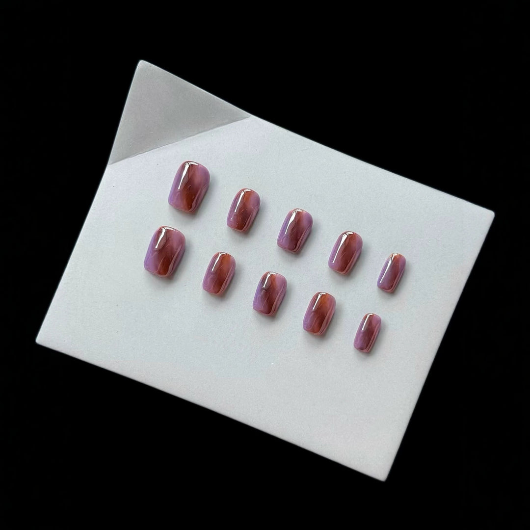 Premium Press-On Nail Art Set with Marble Design