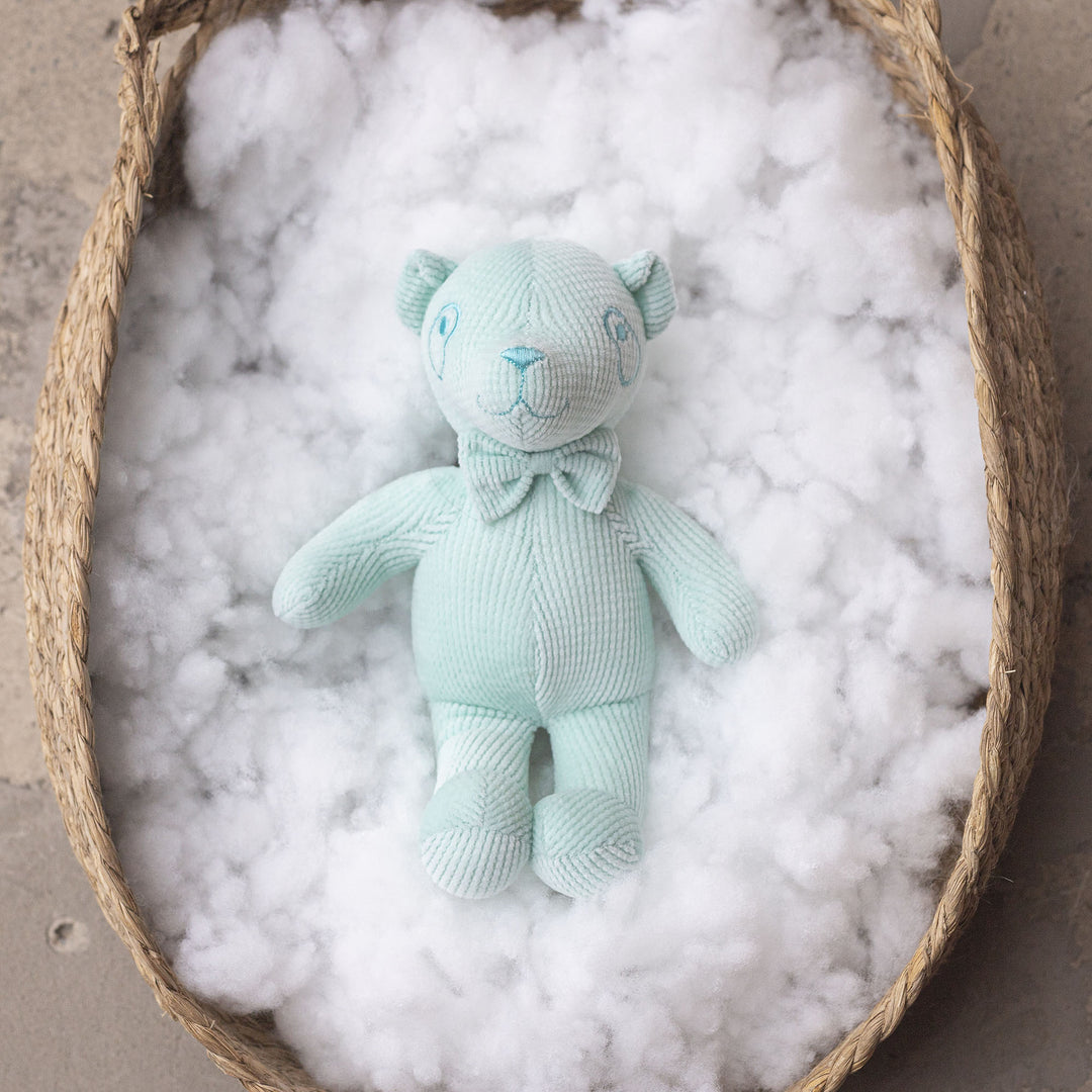 Infant Plush Corduroy Teddy Comforter with Bow Tie