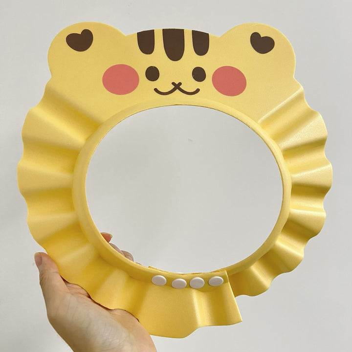 Children's Adjustable Shampoo Shield with Animal Face and Ruffled Brim