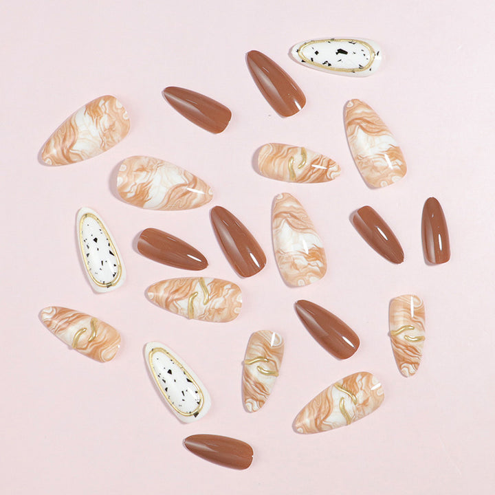 Elegant Ombre Press-On Nail Tips with Metallic Accents Stornfield