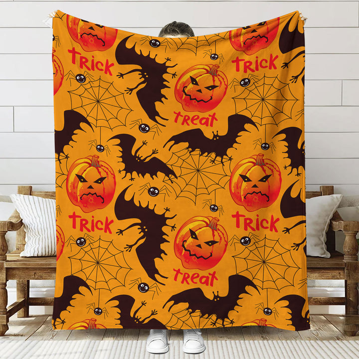 Fun-Themed Halloween Plush Throw Blanket