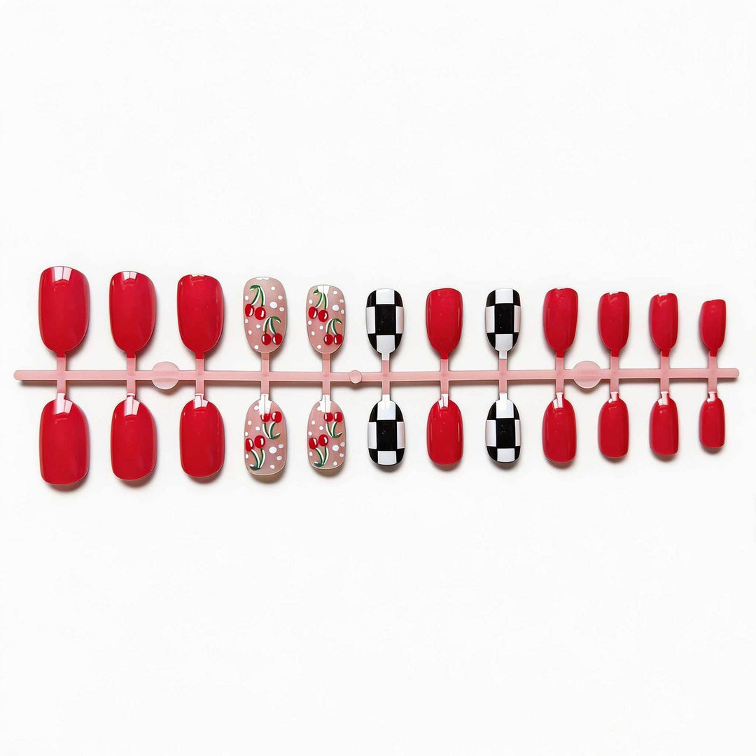 Creative Cherry and Checkered Nail Art Kit