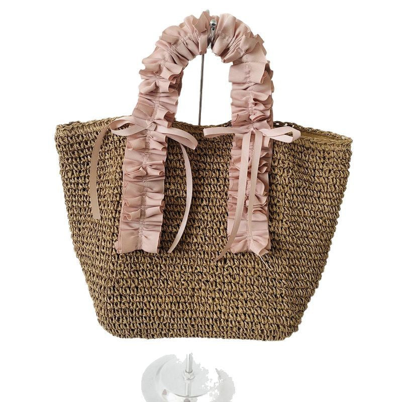 Crocheted beach bag with elegant satin accents Stornfield
