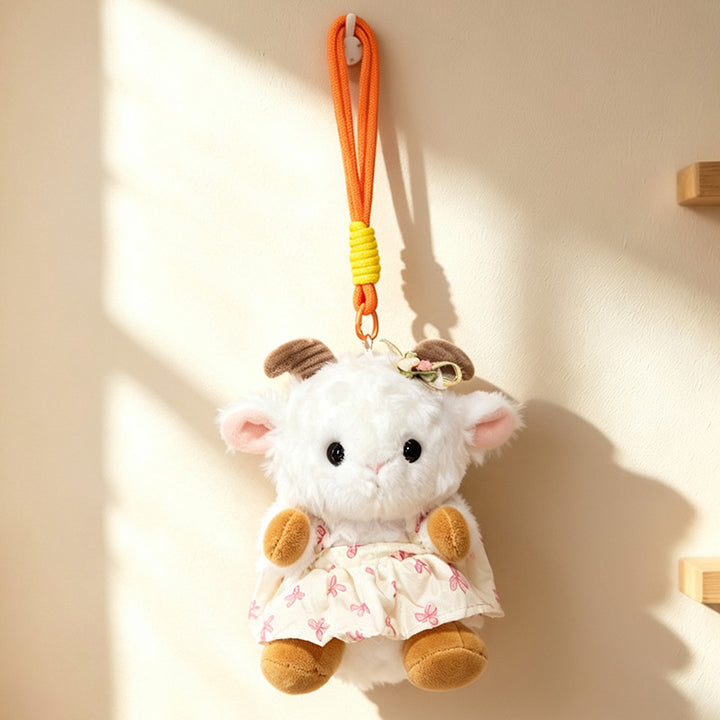 Plush Ram Doll Bag Charm Hanging Keychain with Dress and Loop Strap Stornfield