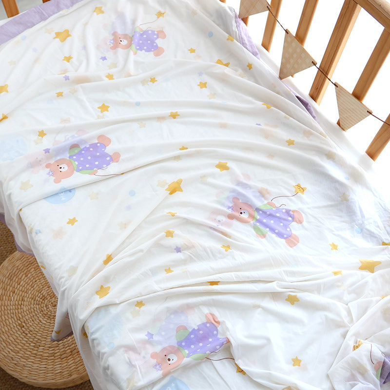 Unisex Nan cozy baby blanket made of cotton muslin with breathable filling and satin edge Stornfield
